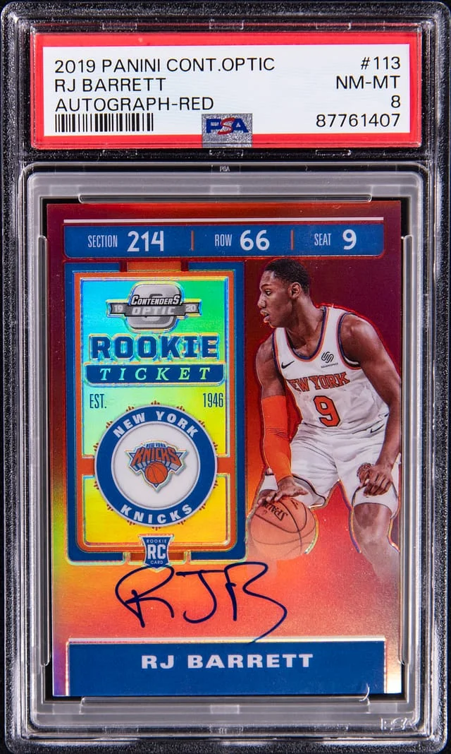 2019-20 Panini Contenders Optic RJ Barrett Autograph Red #113 card image