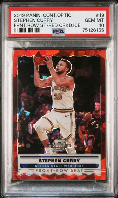 2019-20 Panini Contenders Optic Stephen Curry Front Row Seat Red Cracked Ice #19 card image