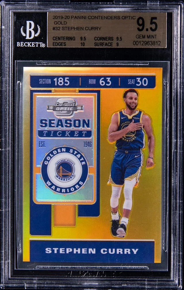 2019-20 Panini Contenders Optic Stephen Curry Season Ticket Gold Prizm #32 card image