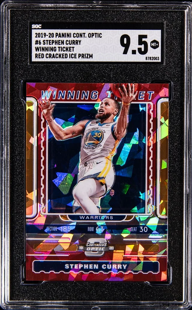 2019-20 Panini Contenders Optic Stephen Curry Wining Ticket Red Cracked Ice Prizm #6 card image