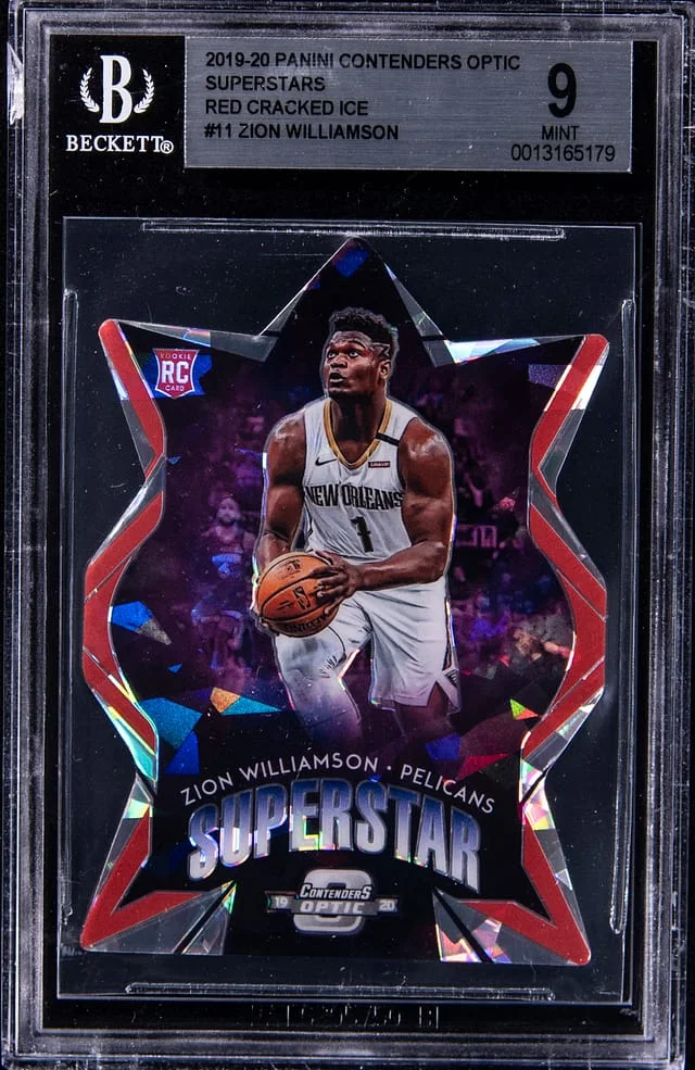 2019-20 Panini Contenders Optic Zion Williamson Superstars Blue Cracked Ice #11 card image