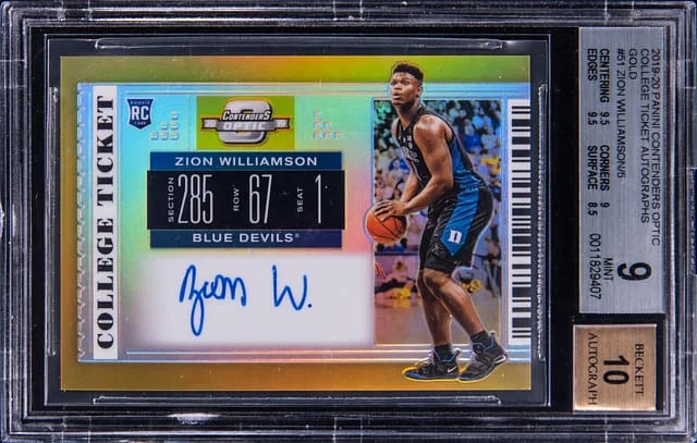 2019-20 Panini Contenders Optic Zion Williamson College Ticket Autographs #51 card image