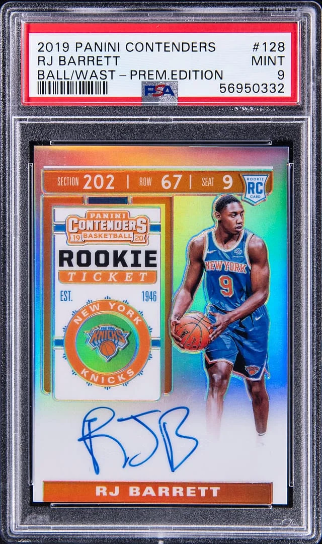 2019-20 Panini Contenders RJ Barrett Ball/Waist Premium Edition #128 card image