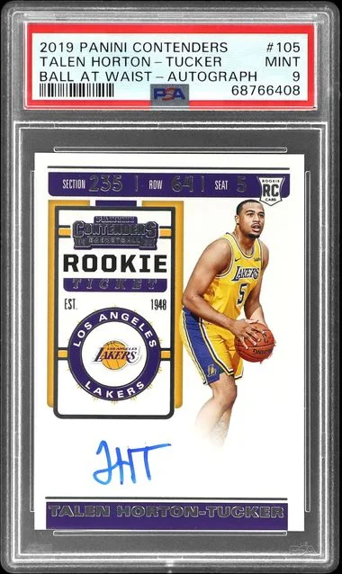 2019-20 Panini Contenders Talen Horton-Tucker, Ball at Waist Ticket Autograph #105 card image