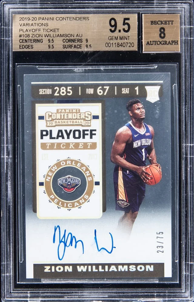 2019-20 Panini Contenders Zion Williamson Autograph Premium Edition #108 card image