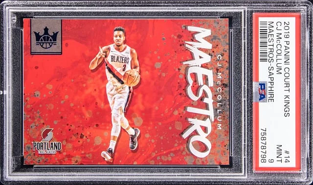 2019-20 Panini Court Kings CJ McCollum Maestros Sapphire #14 card image