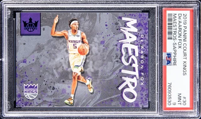 2019-20 Panini Court Kings De'Aaron Fox Maestros - Sapphire #30 card image
