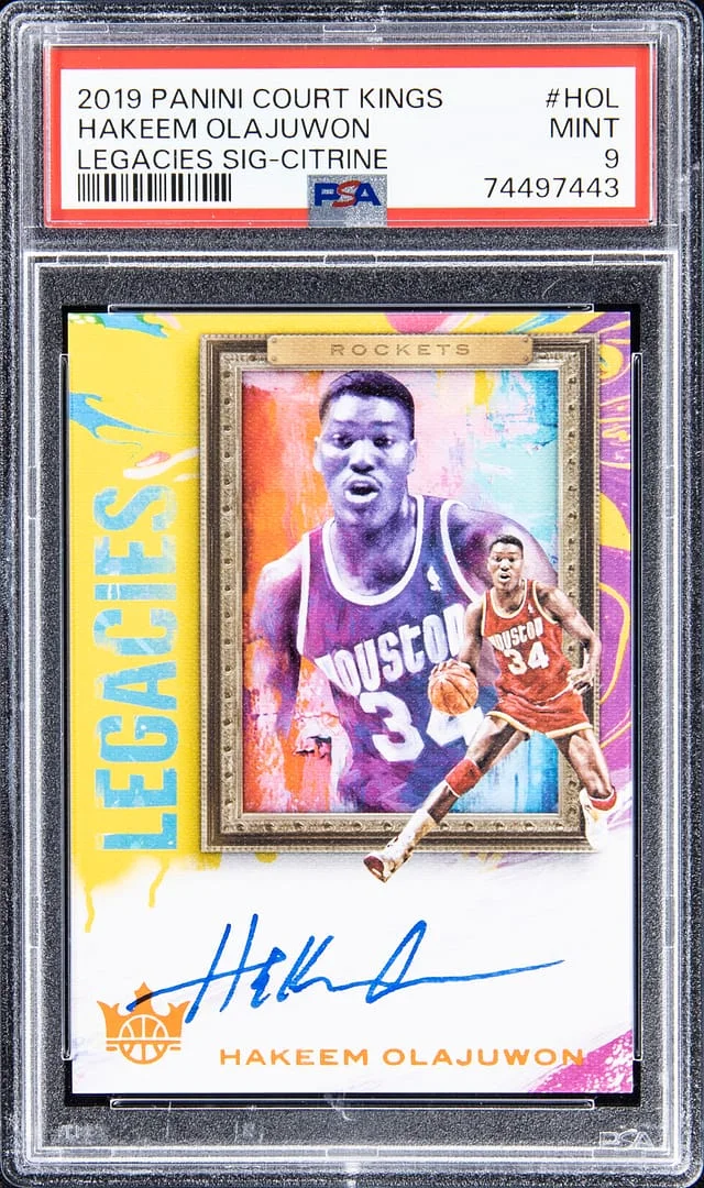 2019-20 Panini Court Kings Hakeem Olajuwon Legacies Sig-Citrine #LS-HOL card image