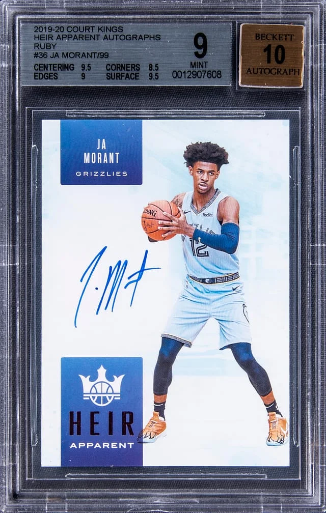 2019-20 Panini Court Kings Ja Morant Heir Apparent Autographs Ruby #36 card image