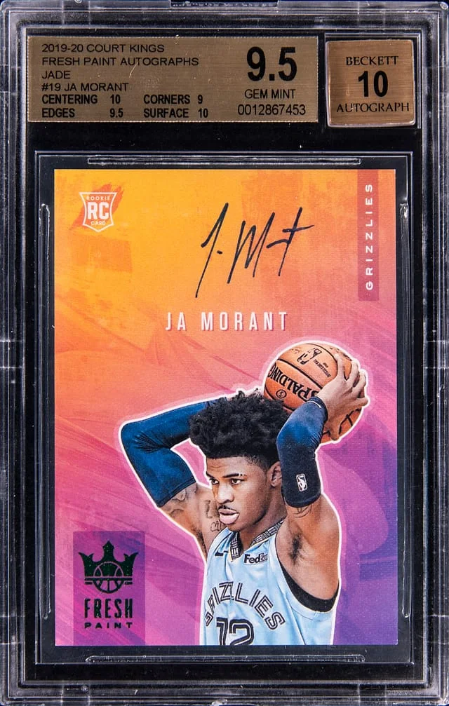 2019-20 Panini Court Kings Ja Morant Fresh Paint Autographs Jade #FP-JAM card image