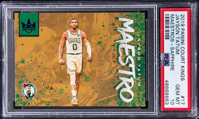 2019-20 Panini Court Kings Jayson Tatum Maestros Sapphire #17 card image