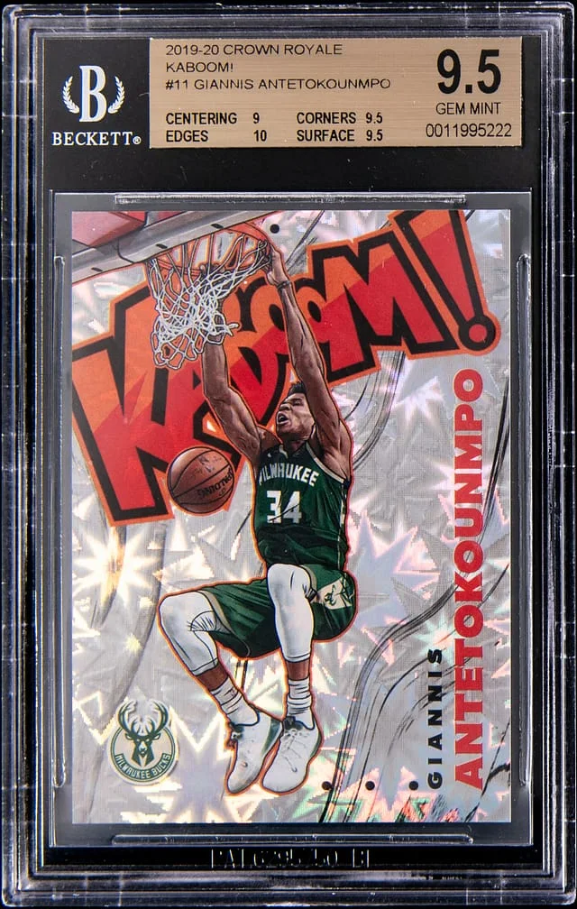 2019-20 Panini Crown Royale Giannis Antetokounmpo Kaboom! #11 card image