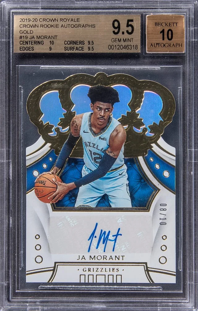 2019-20 Panini Crown Royale Ja Morant Crown Autographs Gold #CR-JMT card image