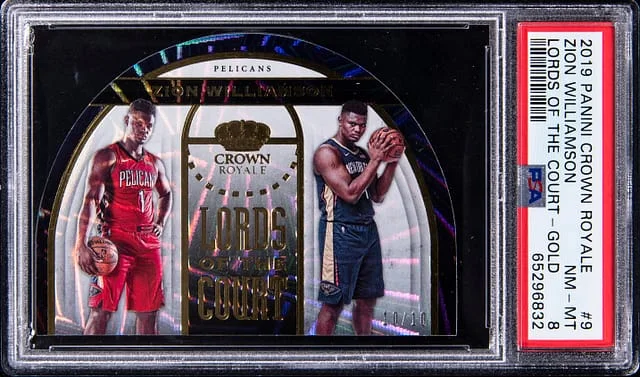 2019-20 Panini Crown Royale Zion Williamson Lords of The Court Gold #9 card image