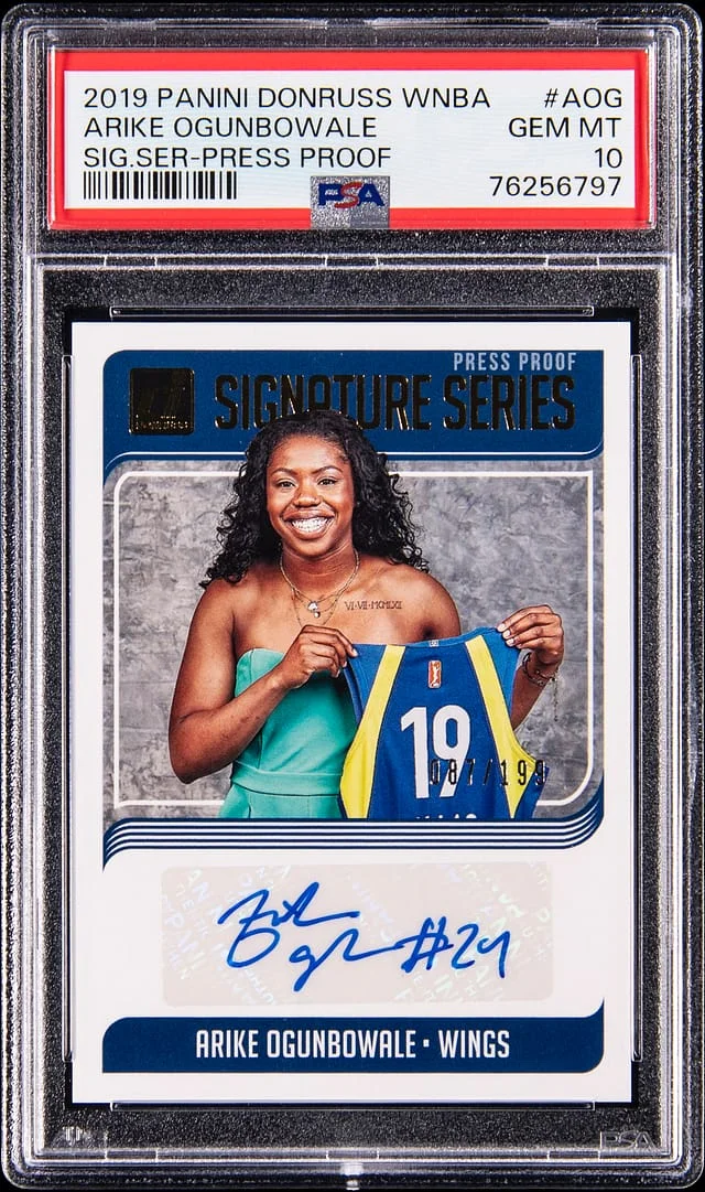 2019-20 Panini Donruss Arike Ogunbowale WNBA Signature Series-Press Proof #SS-AOG card image