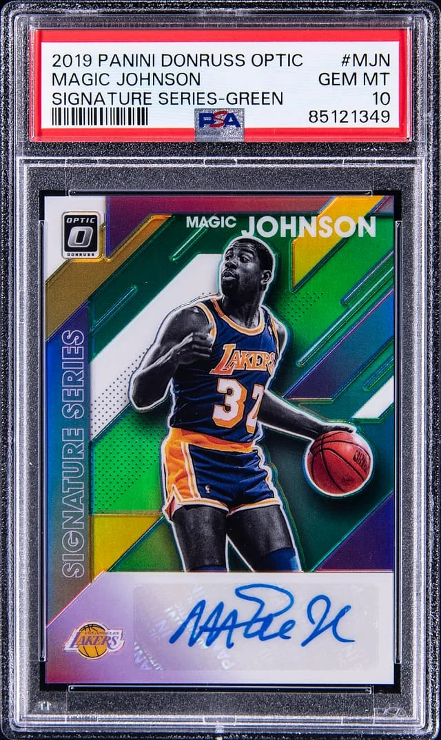 2019-20 Panini Donruss Magic Johnson Opticc Signature Series Green #MJN card image
