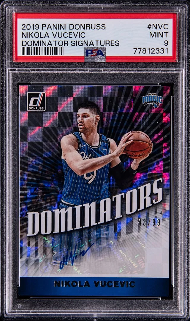 2019-20 Panini Donruss Nikola Vucevic Dominators Signatures #NVC card image