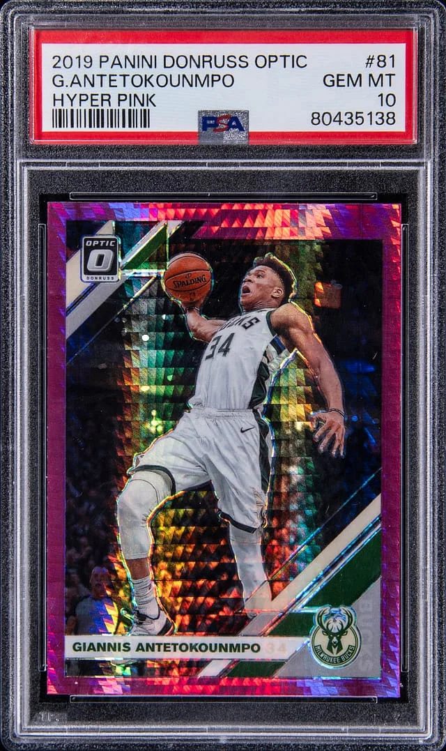 2019-20 Panini Donruss Optic Giannis Antetokounmpo Hyper Pink #81 card image