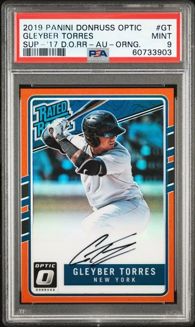 2019-20 Panini Donruss Optic Gleyber Torres Supplied 2017 Donruss Optic Rated -Autograph-Orange #GT card image