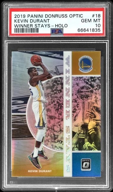 2019-20 Panini Donruss Optic Kevin Durant Winner Stays Holo #18 card image