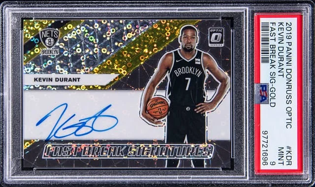 2019-20 Panini Donruss Optic Kevin Durant Fast Break Signature Gold #FB-KDR card image