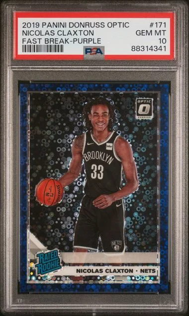 2019-20 Panini Donruss Optic Nicolas Claxton Fast Break-Purple Rated #171 card image
