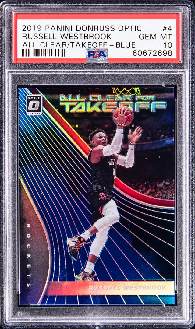 2019-20 Panini Donruss Optic Russell Westbrook All Clear Takeoff Blue #4 card image