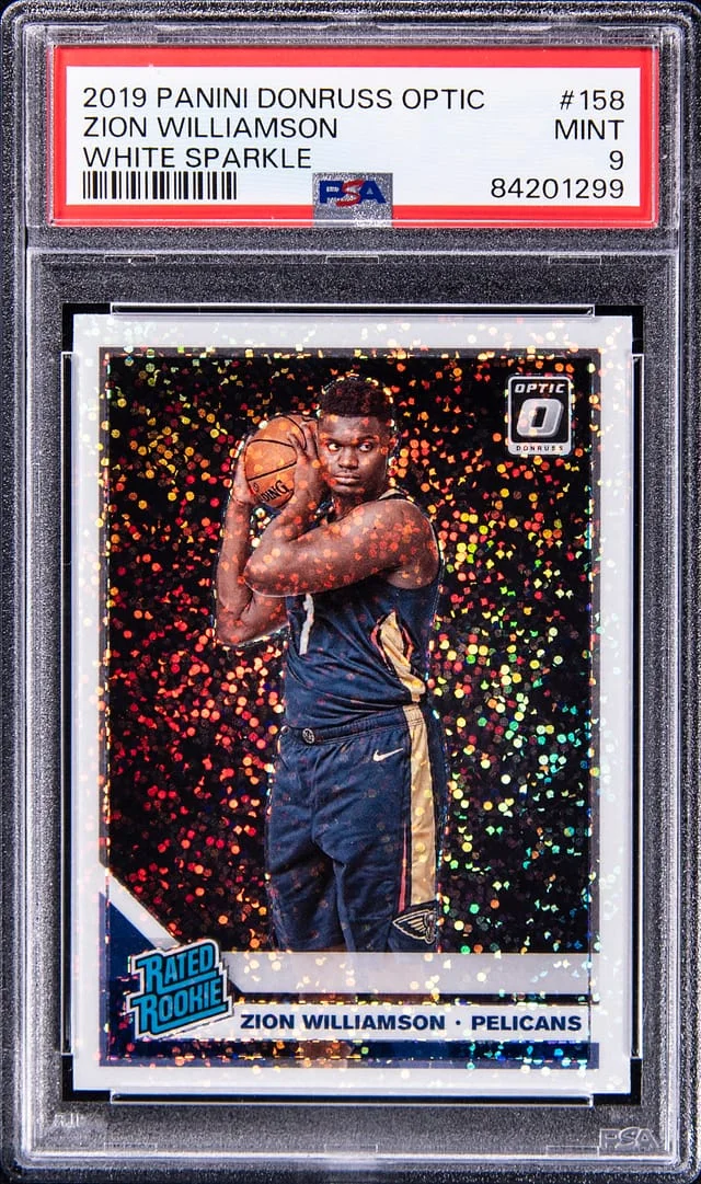 2019-20 Panini Donruss Optic Zion Williamson White Sparkle Prizm #158 card image