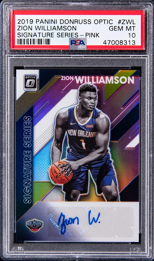 2019-20 Panini Donruss Optic Zion Williamson Signature Series Gold Vinyl #SS-ZWL card image