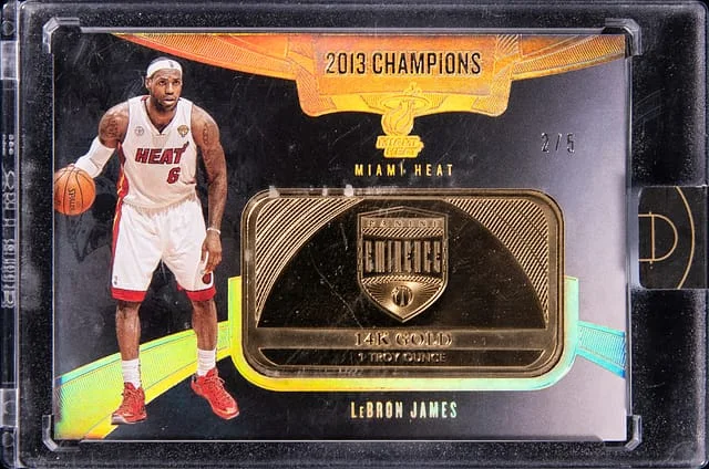 2019-20 Panini Eminence LeBron James Relic Card - Panini Encased NBA Champions Gold Bar #15 card image