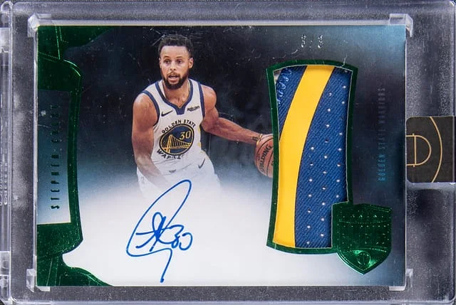 2019-20 Panini Eminence Stephen Curry Jumbo Patch Autographs Green #JP-SCY card image