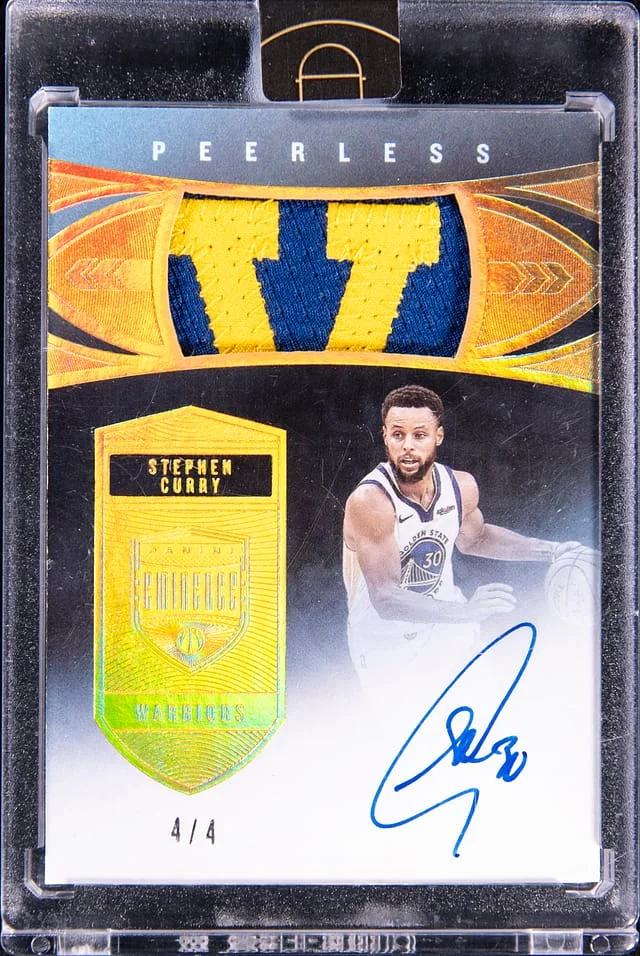 2019-20 Panini Eminence Stephen Curry Peerless Patch Autographs Gold #PP-SCY card image