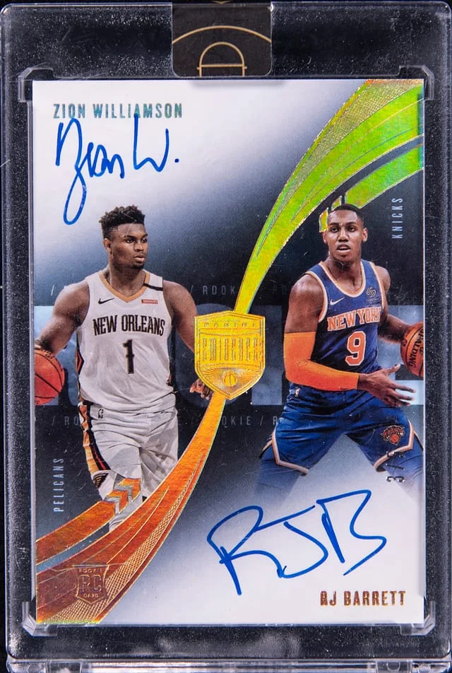 2019-20 Panini Eminence Zion Williamson/RJ Barrett #RDA-ZRJ card image