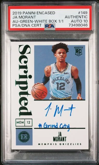 2019-20 Panini Encased Ja Morant Autographs Green White Box #149 card image