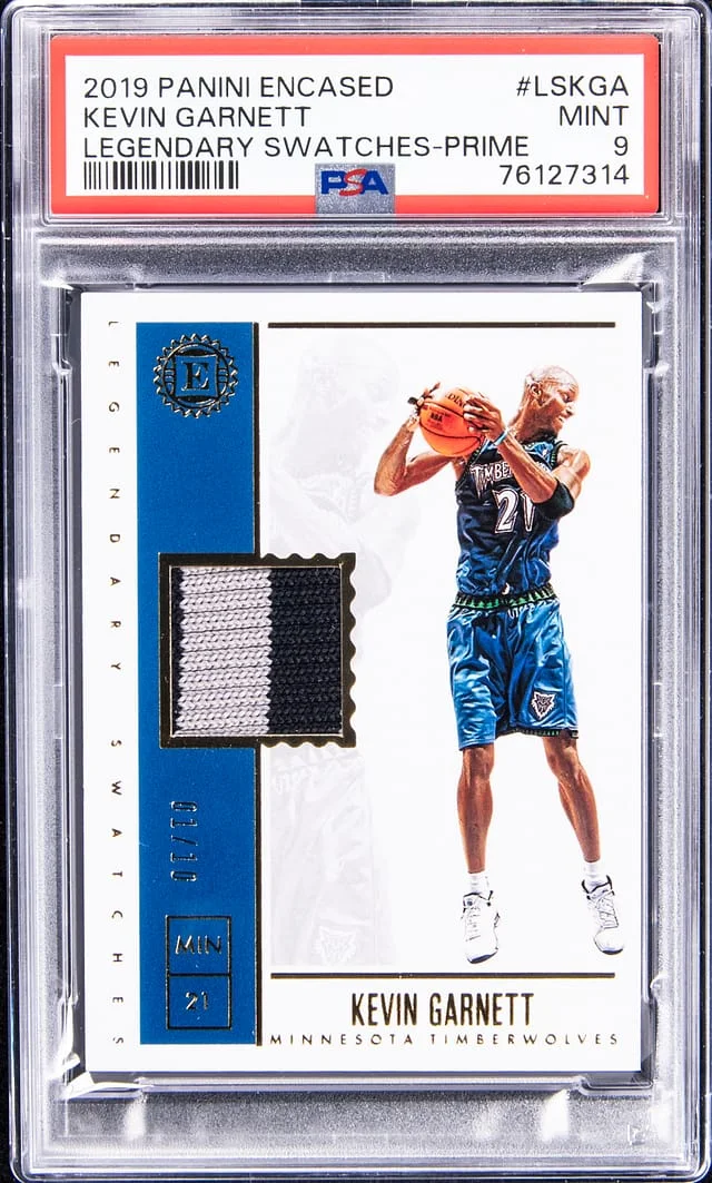 2019-20 Panini Encased Kevin Garnett Legendary Swatches Prime #LS-KGA card image
