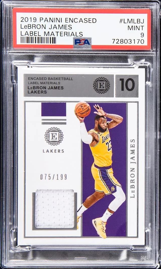 2019-20 Panini Encased LeBron James Label Materials #LM-LBJ card image