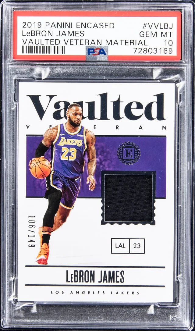 2019-20 Panini Encased LeBron James Vaulted Veteran Material #VV-LBJ card image