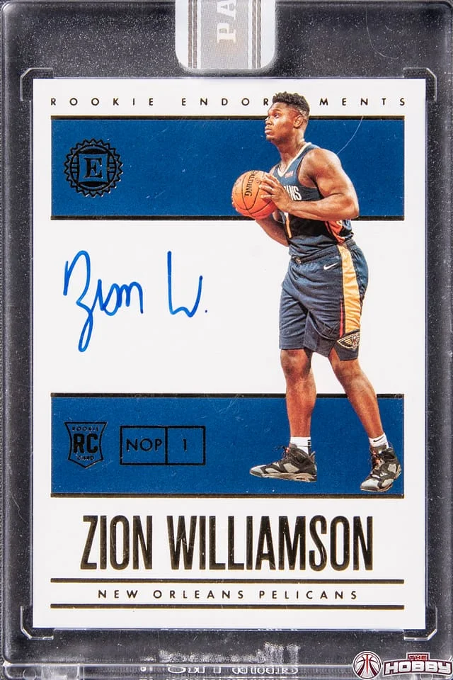 2019-20 Panini Encased Zion Williamson White Box Endorsements #112 card image