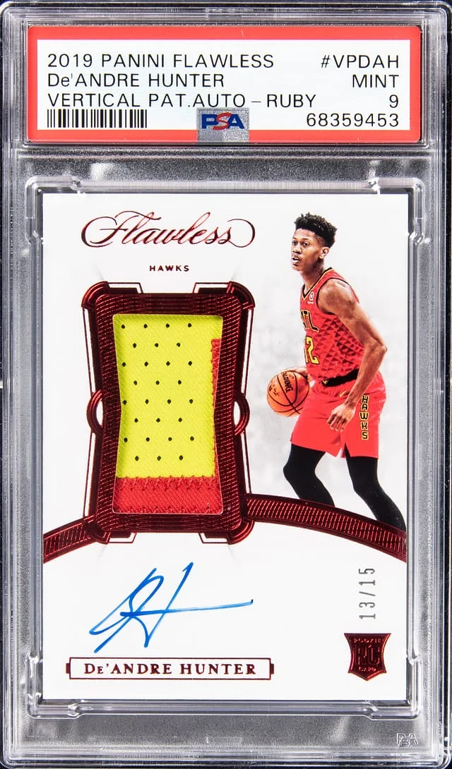 2019-20 Panini Flawless De'Andre Hunter Vertical Patch Autograph Ruby #CP-DAH card image