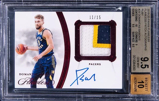 2019-20 Panini Flawless Domantas Sabonis Patch Autograph Ruby #PA-DSB card image
