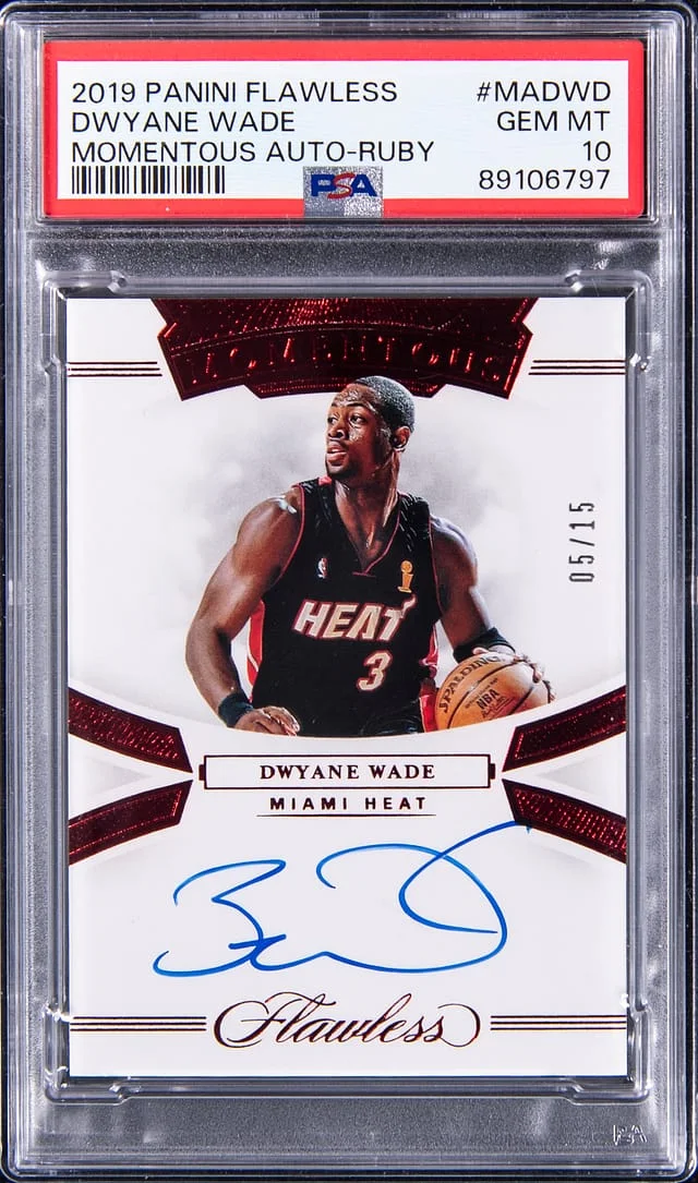 2019-20 Panini Flawless Dwyane Wade Moments Autograph Ruby #MA-DWD card image