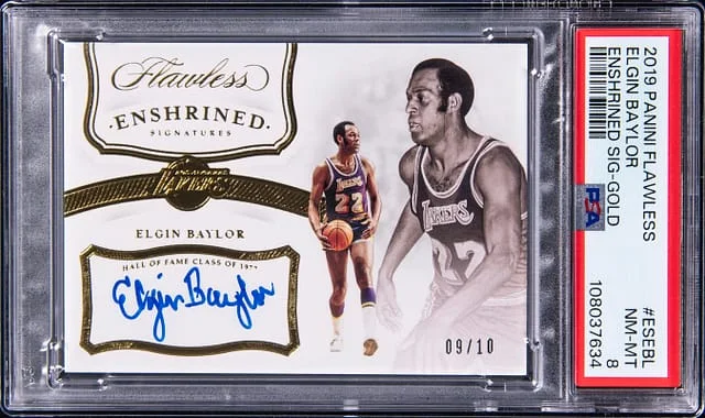 2019-20 Panini Flawless Elgin Baylor Enshrined Signatures Gold #ES-EBL card image