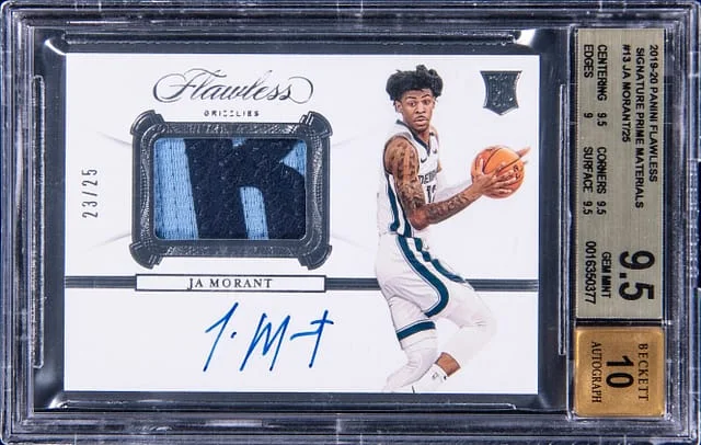 2019-20 Panini Flawless Ja Morant Signature Prime Materials #13 card image