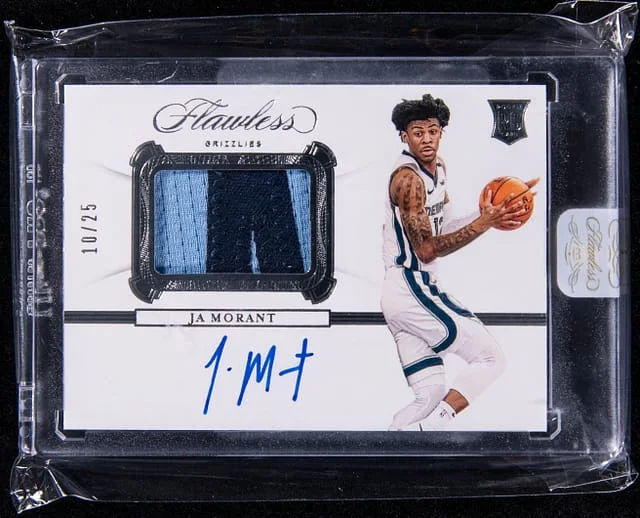 2019-20 Panini Flawless Ja Morant Signature Prime Materials Ruby #SP-JMT card image