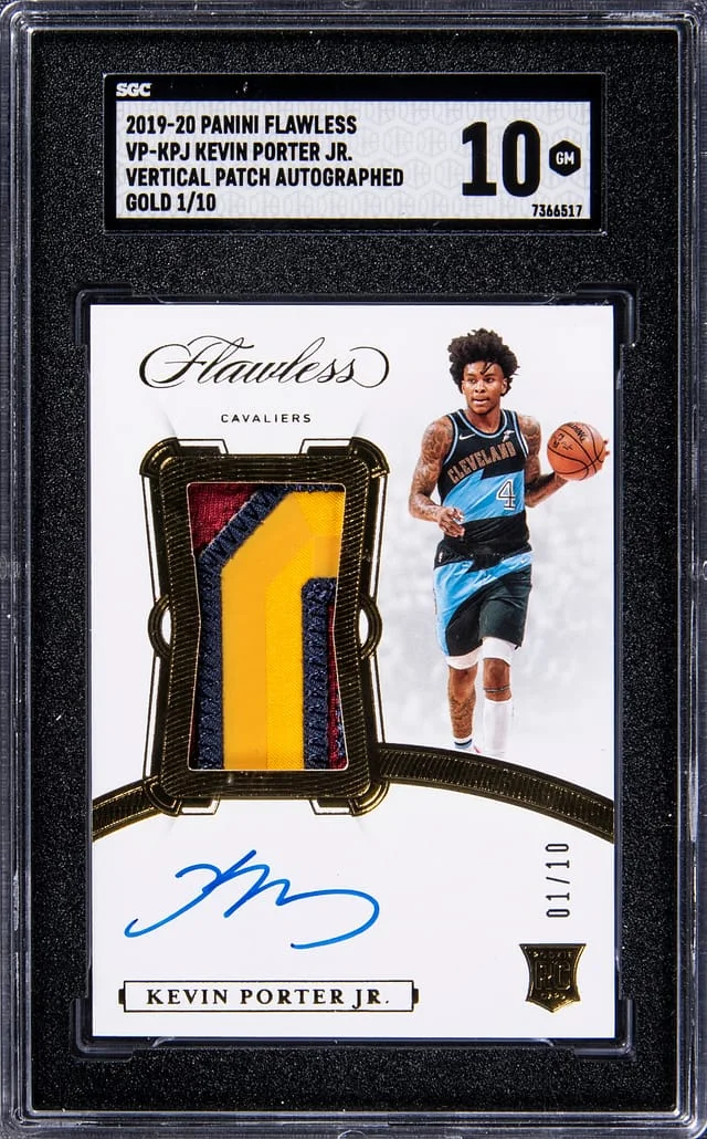 2019-20 Panini Flawless Kevin Porter Jr. Vertical Patch Autograph Gold #VP-KPJ card image