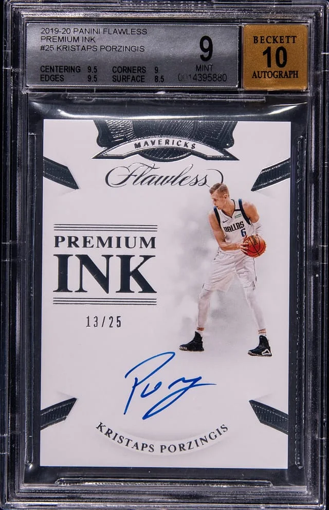 2019-20 Panini Flawless Kristpas Porzingis Premium Ink #PI-KPZ card image