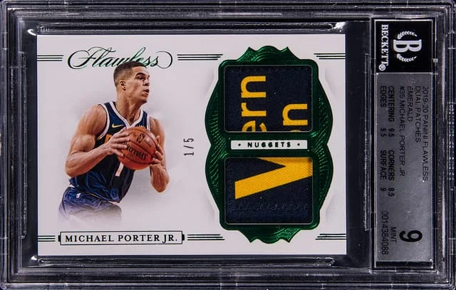 2019-20 Panini Flawless Michael Porter Jr. Dual Patches Emerald #DP-MPJ card image