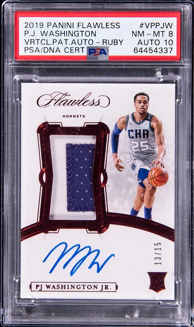 2019-20 Panini Flawless P.J. Washington Vertical Patch Autograph Ruby #VP-PJW card image