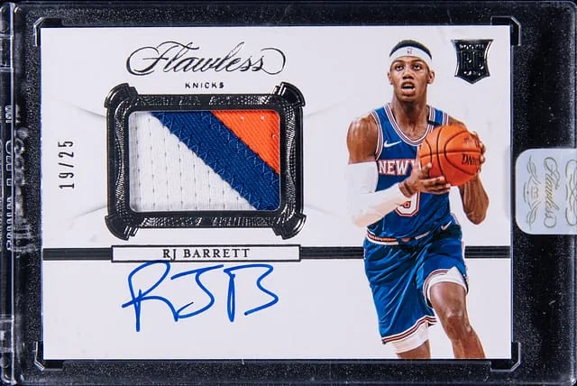 2019-20 Panini Flawless RJ Barrett Signature Prime Materials Gold #SP-RJB card image