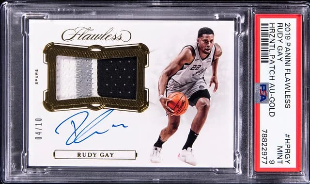 2019-20 Panini Flawless Rudy Gay Horizontal Patch Autograph Gold #HP-RGY card image